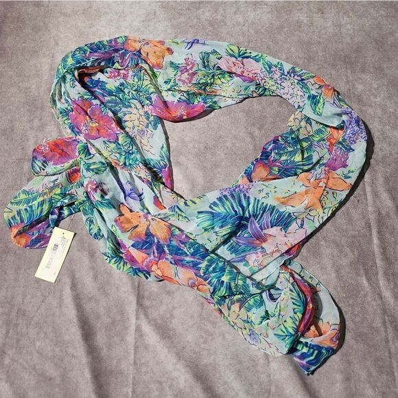 COLLECTION EIGHTEEN Tropics Flower TBA Scarf 21" x 86" - Picture 1 of 3